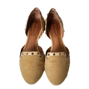 Corso Como D'orsay Studded Slip-on Tan Leather Flats Size 8.5